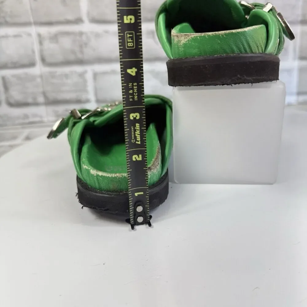 Toga Virilis Archives Green Metal Sabot Eyelet Mules Size 31 EU- US 13/13.5 Kids